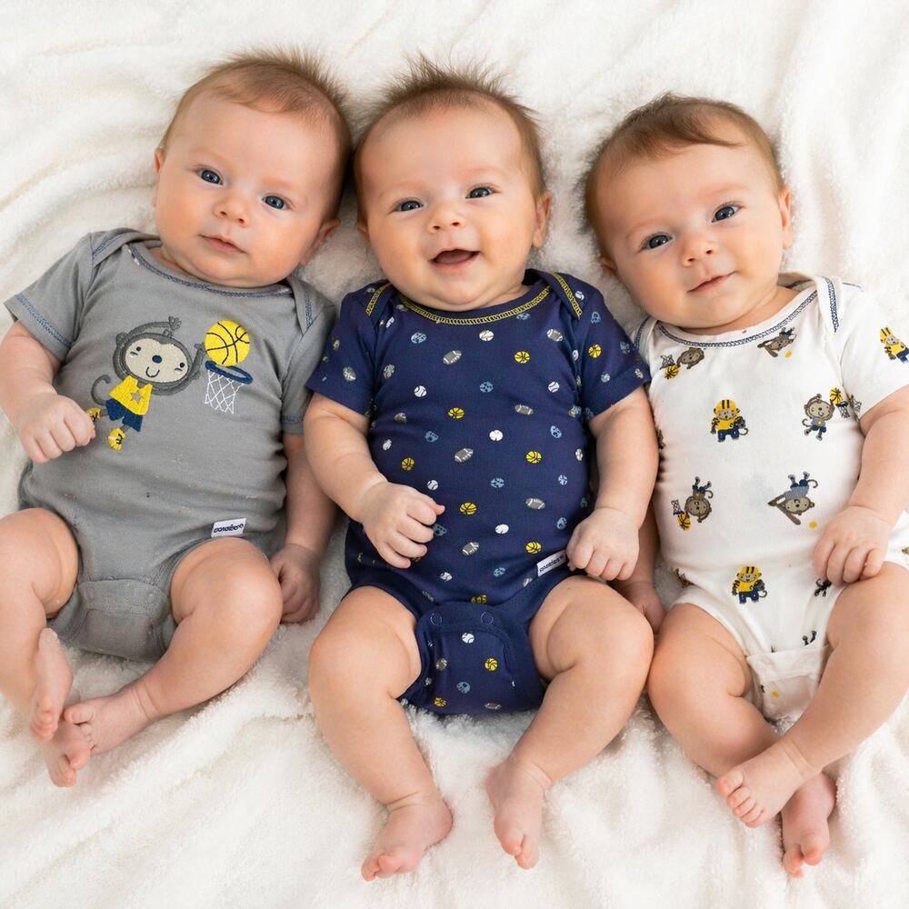 Gerber Baby Boy Onesies 3-Pack Monkey Sports NB NWT